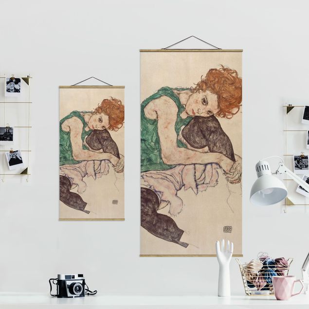 quadros decorativos para sala modernos Egon Schiele - Sitting Woman With A Knee Up