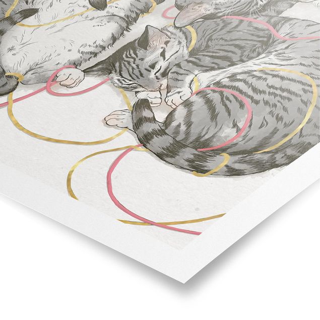 Quadros famosos Illustration Grey Cat Painting