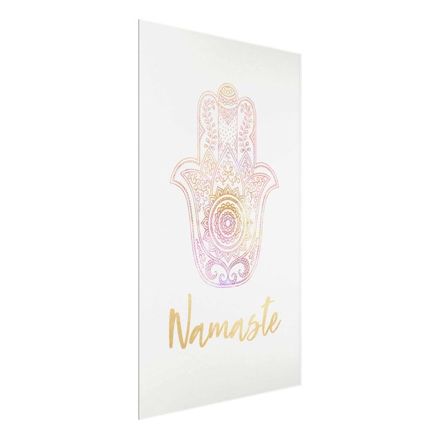 quadro mandala Hamsa Hand Illustration Namaste Gold Light Pink