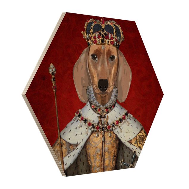 Quadros em madeira Animal Portrait - Dachshund Queen