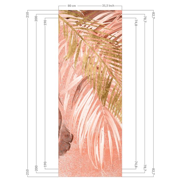 Revestimento de parede para duche Palm Fronds In Pink And Gold II