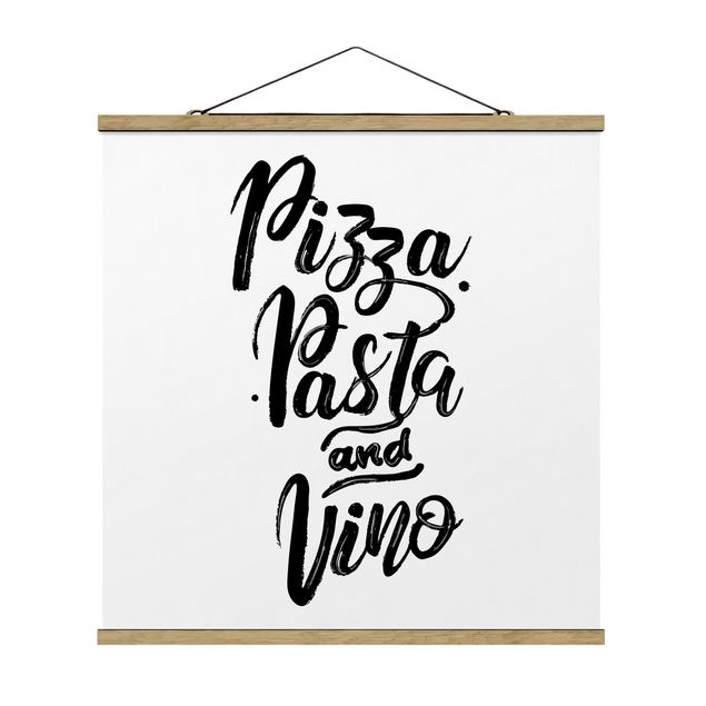 quadros preto e branco para decoração Pizza Pasta And Vino