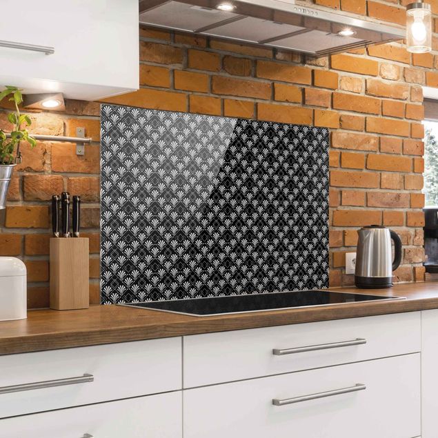 Painel anti-salpicos de cozinha padrões Glitter Look With Art Deko Pattern On Black
