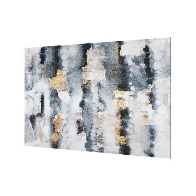 Painel anti-salpicos de cozinha Abstract Watercolor With Gold