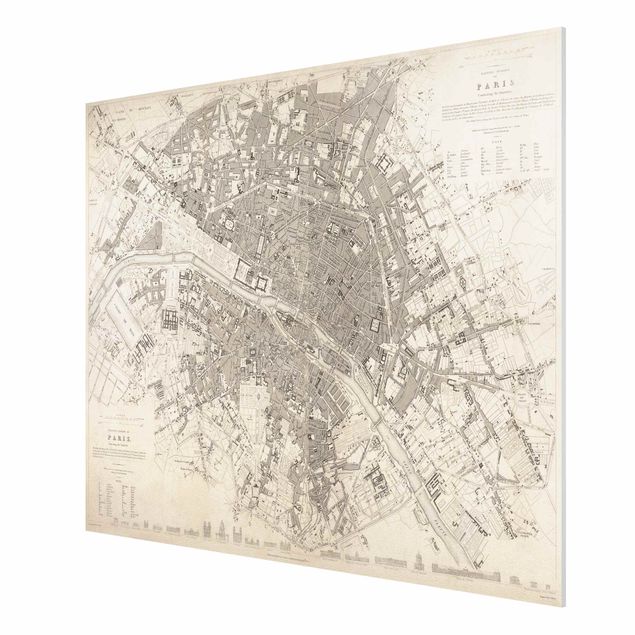 Quadros cidades Vintage Map Paris