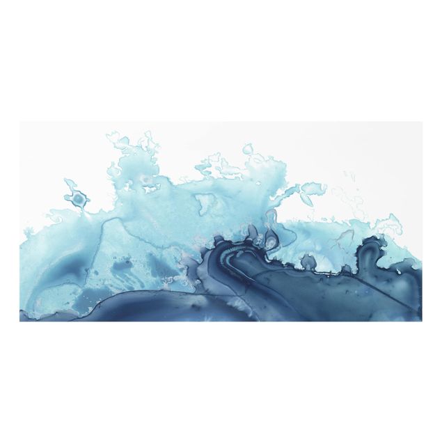 Painel anti-salpicos de cozinha Wave Watercolor Blue I