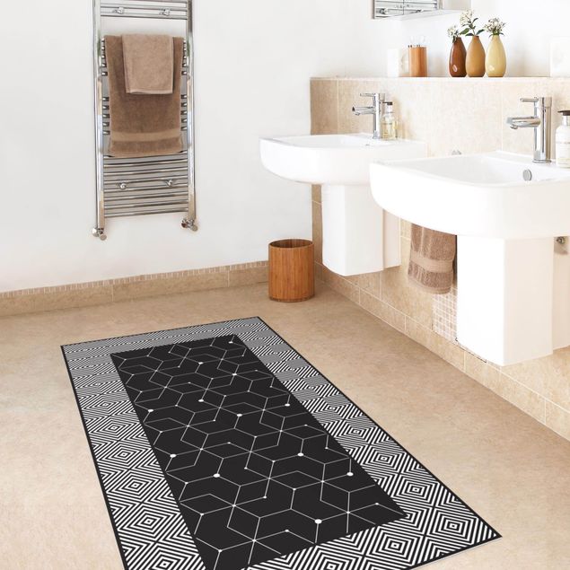 Passadeiras Geometrical Tiles Dotted Lines Black With Border