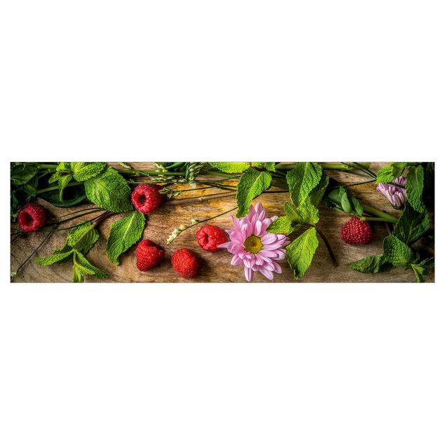 backsplash cozinha Flowers Raspberries Mint