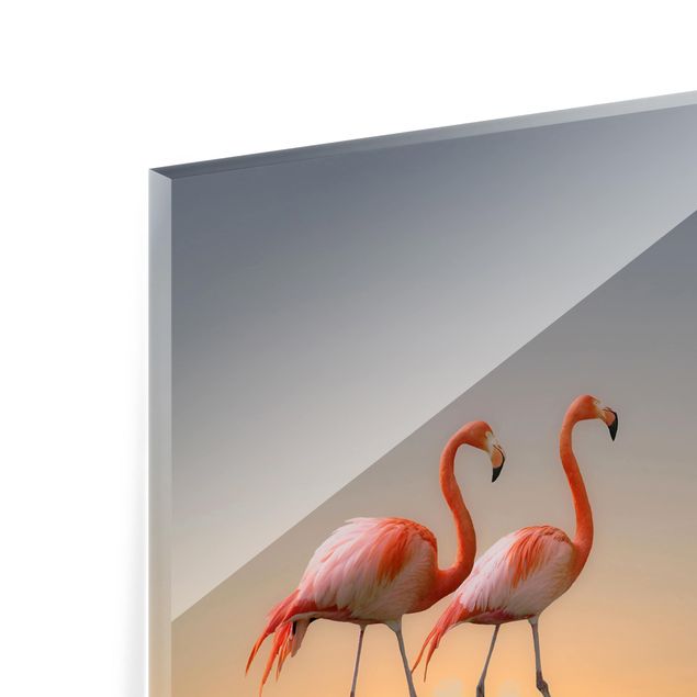 Painel anti-salpicos de cozinha Flamingo Love