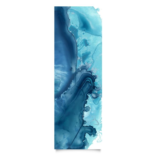 Películas autocolantes azuis Wave Watercolour Blue l