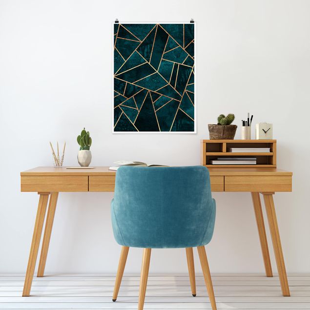 Posters abstratos Dark Turquoise With Gold