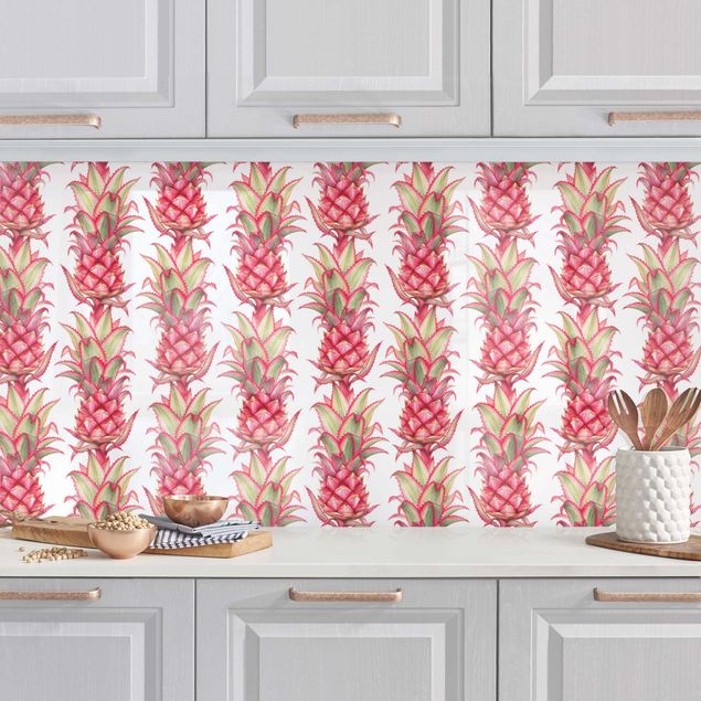 decoraçao para parede de cozinha Tropical Pineapple Stripes