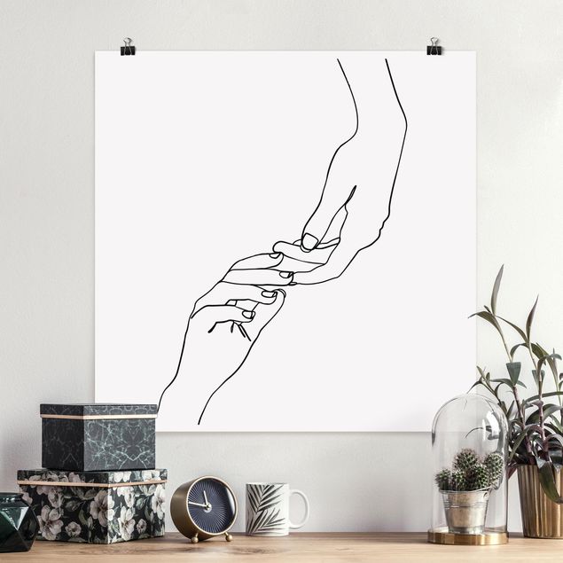 Quadros por movimento artístico Line Art Hands Touching Black And White