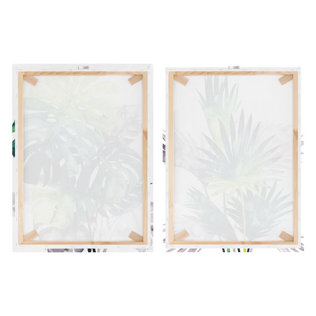 quadros em tela Exotic Foliage - Fan Palm And Monstera Set I