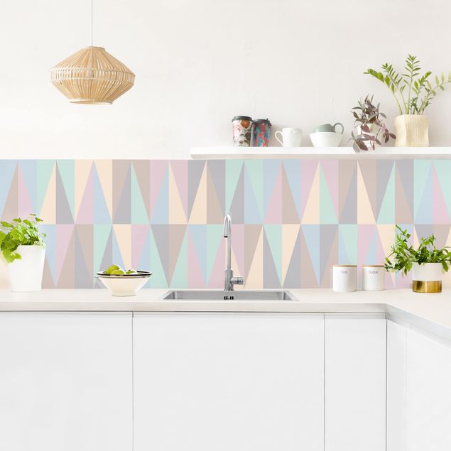 painel anti salpicos cozinha Triangles In Pastel Colours