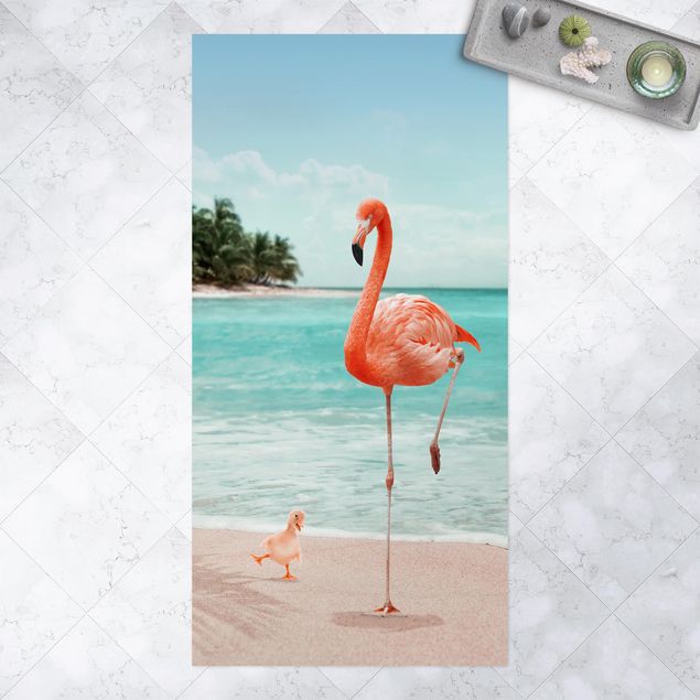 Tapetes exteriores Beach With Flamingo