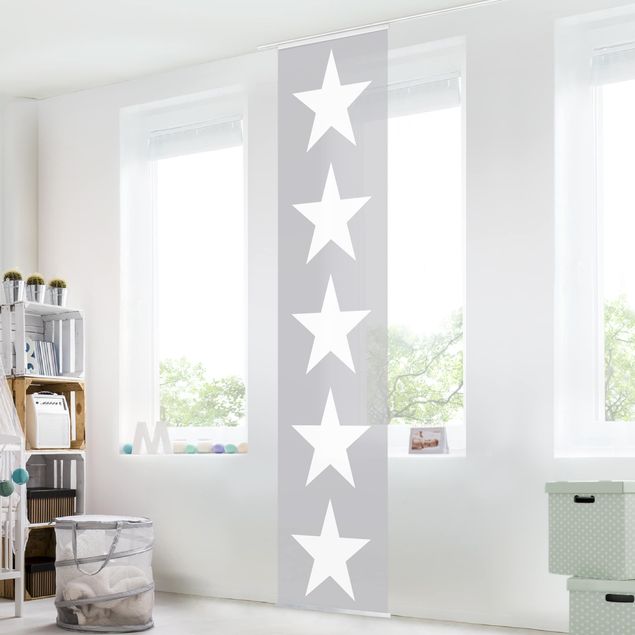 decoração quarto bebé Large white stars on grey
