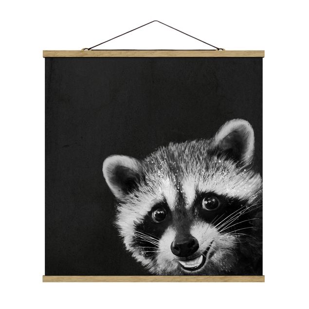 Quadros modernos Illustration Racoon Black And White Painting