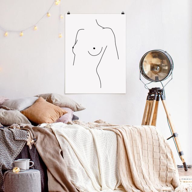decoraçoes cozinha Line Art Nude Bust Woman Black And White