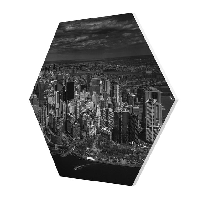 quadros em preto e branco New York - Manhattan From The Air