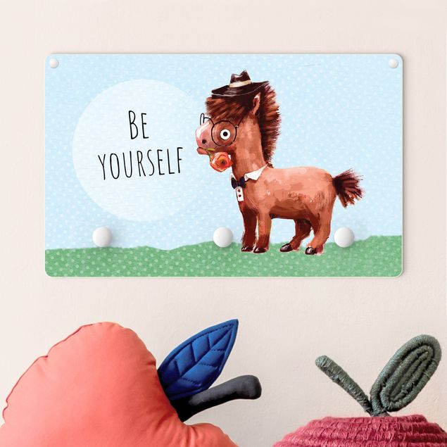 decoração para quartos infantis Bespectacled Pony With Text Be Yourself