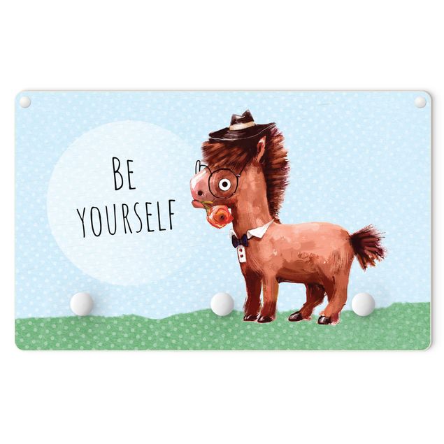 cabideiro de parede Bespectacled Pony With Text Be Yourself