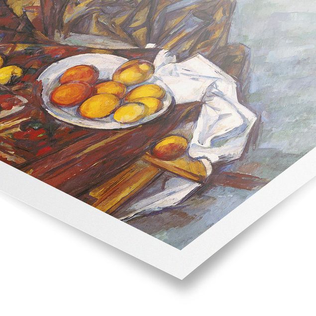 Posters quadros famosos Paul Cézanne - Still Life, Flower Curtain, And Fruits