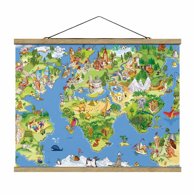 quadros azuis Great and Funny Worldmap