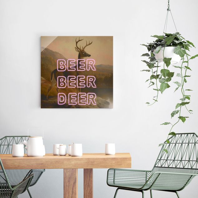 Quadros em vidro animais Beer Beer Deer