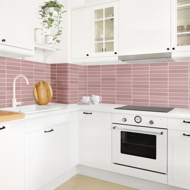 Backsplash de cozinha monocromático Metro Tiles - Antique Pink
