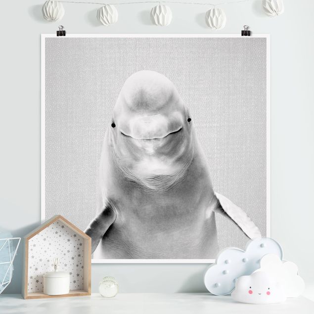decoração para quartos infantis Beluga Whale Bob Black And White