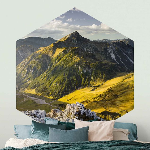 Papel de parede céu Mountains And Valley Of The Lechtal Alps In Tirol