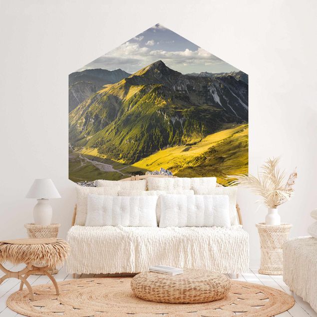 Papel de parede montanhas Mountains And Valley Of The Lechtal Alps In Tirol