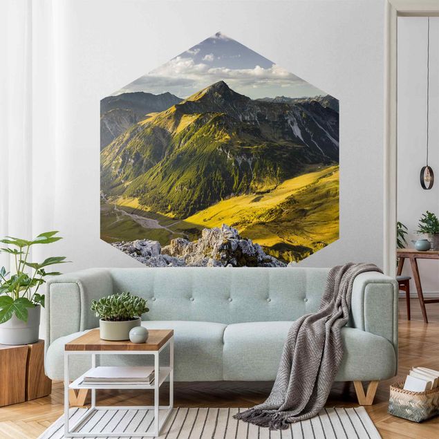 papel de parede moderno Mountains And Valley Of The Lechtal Alps In Tirol