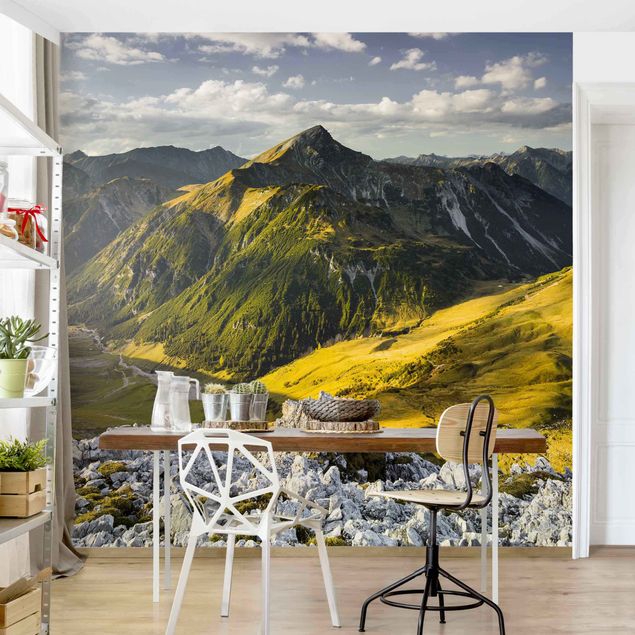 Papel de parede montanhas Mountains And Valley Of The Lechtal Alps In Tirol