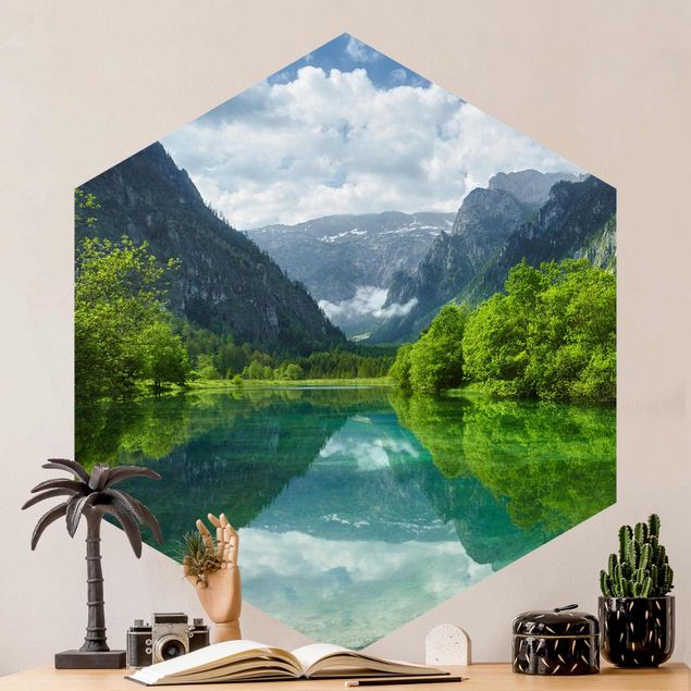 Papel de parede céu Mountain Lake With Reflection