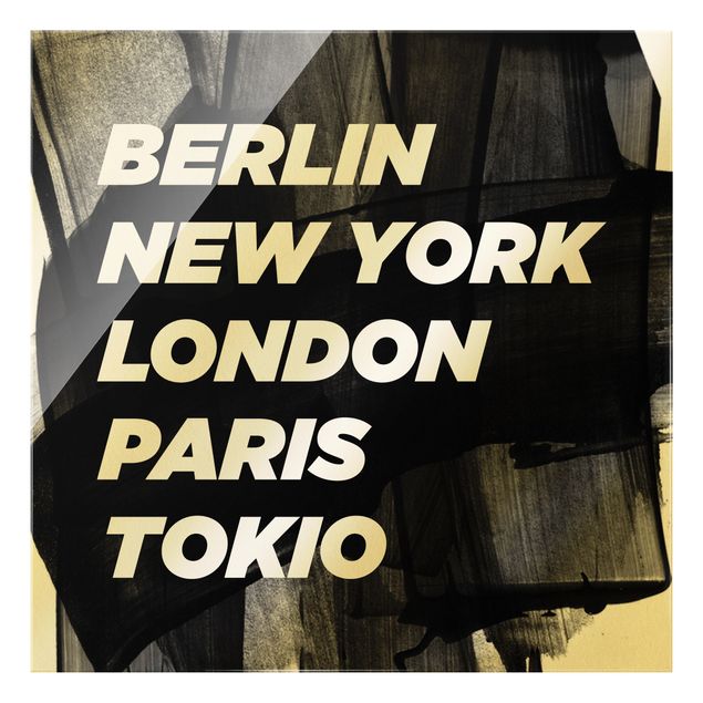 Quadros em vidro Paris Berlin New York London