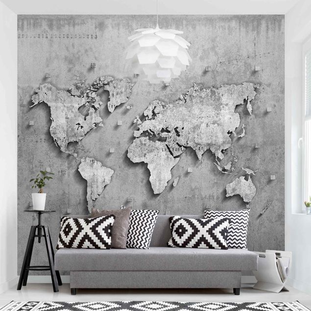 papel de parede pedra Concrete World Map