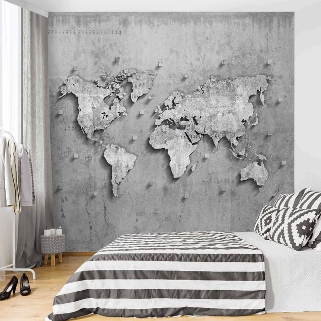 Papel de parede industrial Concrete World Map