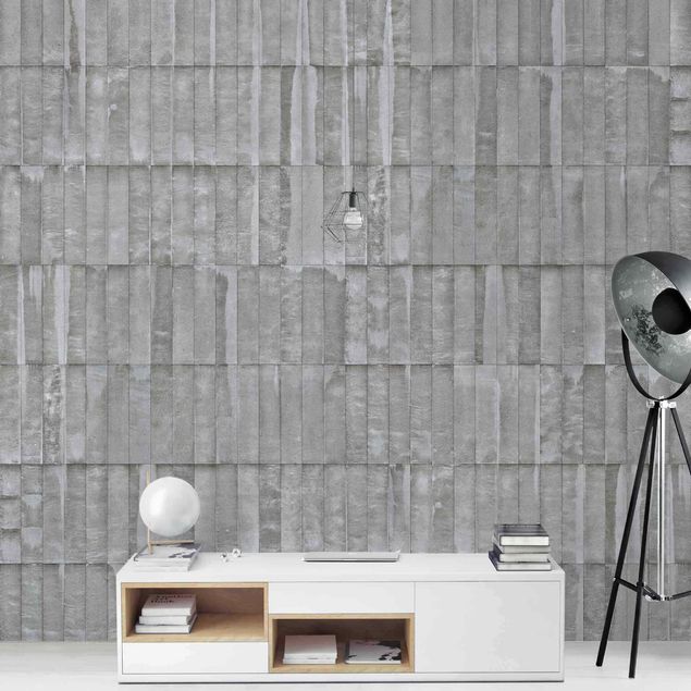 papel de parede imitando pedra Concrete Brick Wallpaper