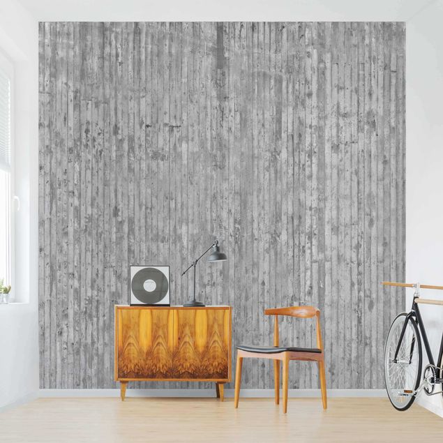 papel de parede imitando pedra Concrete Look Wallpaper With Stripes