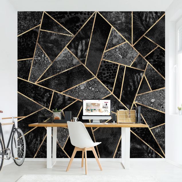 Papel de parede padrões Grey Triangles Gold