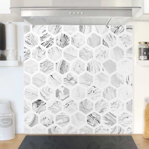 decoraçoes cozinha Marble Hexagons In Greyscales