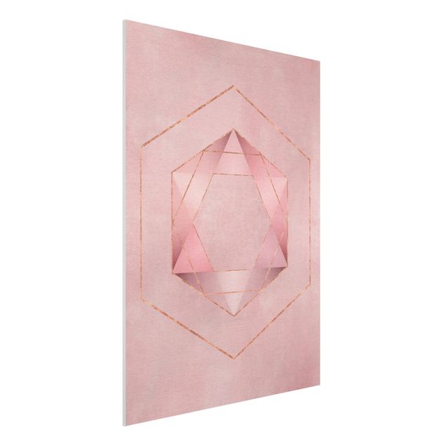 decoraçao para parede de cozinha Geometry In Pink And Gold I