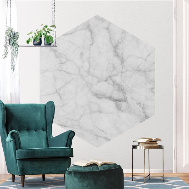 papel de parede imitando pedrinhas Bianco Carrara