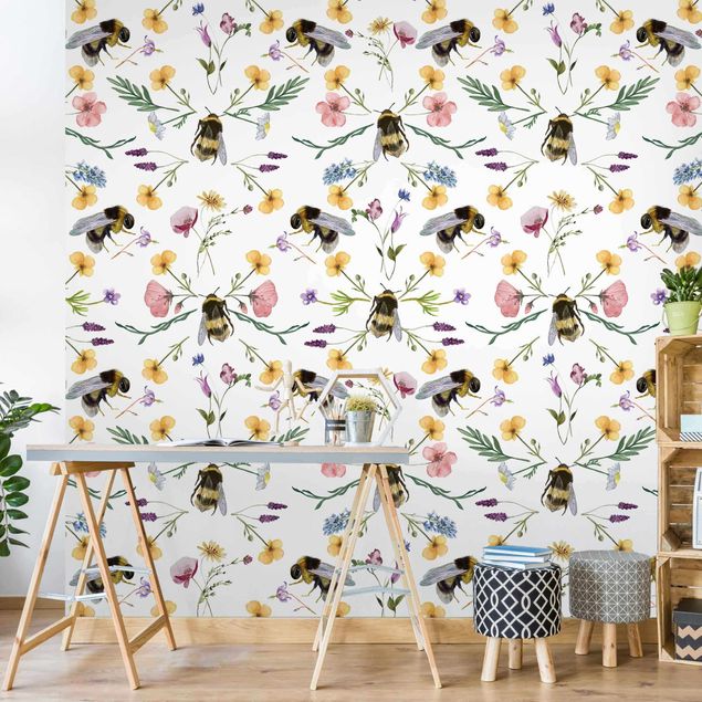 decoraçao para parede de cozinha Bees With Flowers