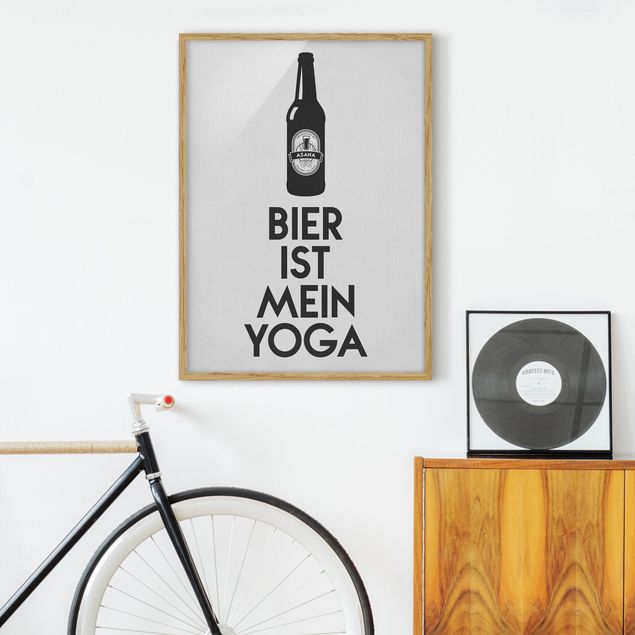 Quadros com moldura em preto e branco Bier Ist Mein Yoga