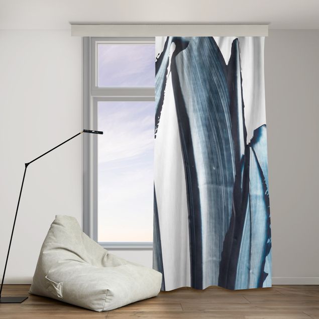 cortinados modernos Blue And Beige Stripes