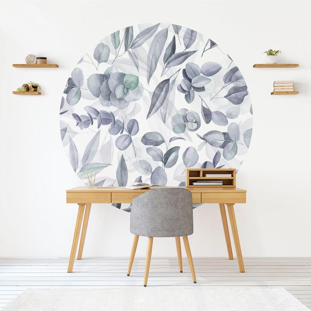 decoraçao cozinha Blue Watercolour Eucalyptus Leaves