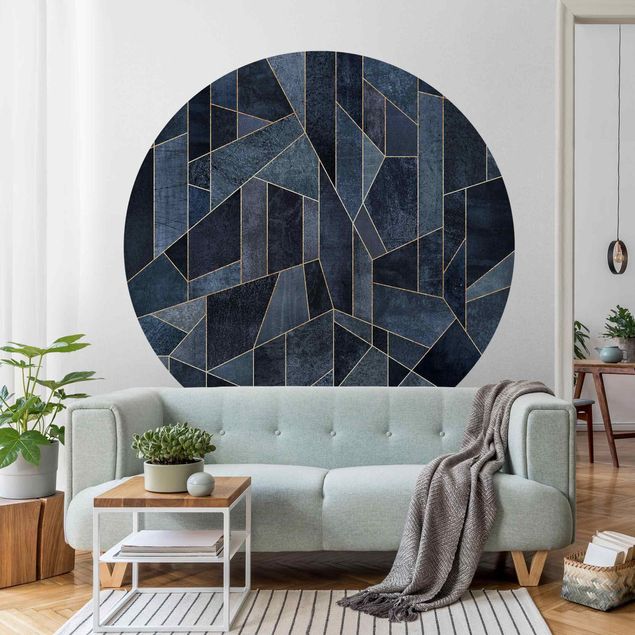 papel de parede geometria Blue Geometry Watercolour